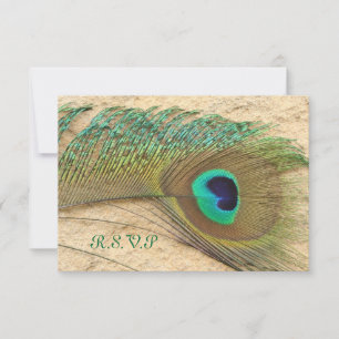 R.S.V.P. PEACOCK FEATHER MATCHING INVITAATIONS RSVP KARTE