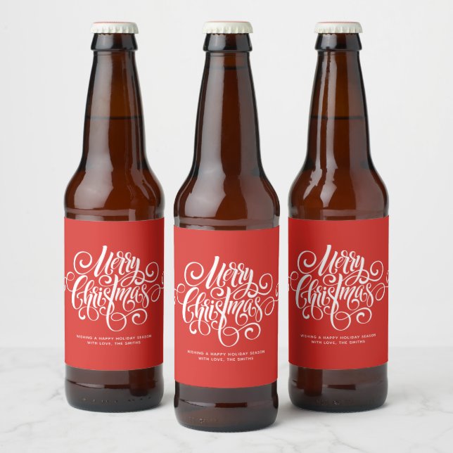 R Script "Frohe Weihnachten" Personalisiert Bierflaschenetikett (Flaschen)