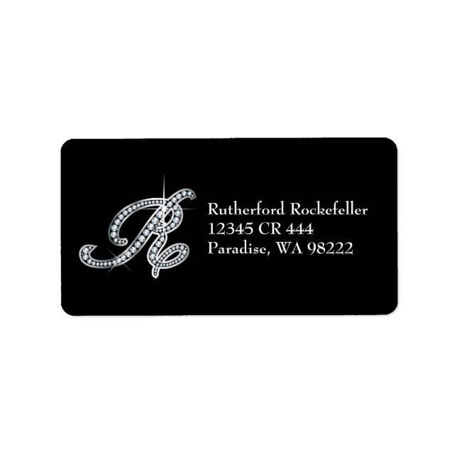R-Skript-Label "Diamant Bling" Adressaufkleber (Vorne)
