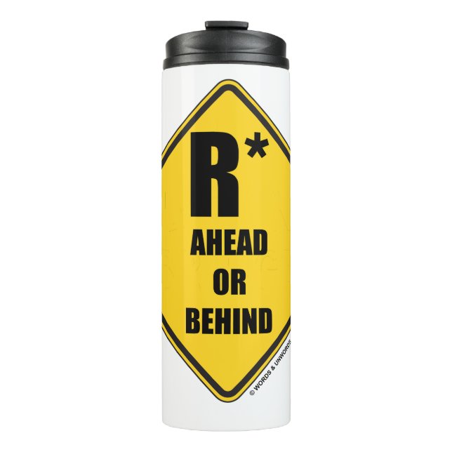 R-Sterne-Warnschild nach vorne oder hinten Thermosbecher (Vorderseite)