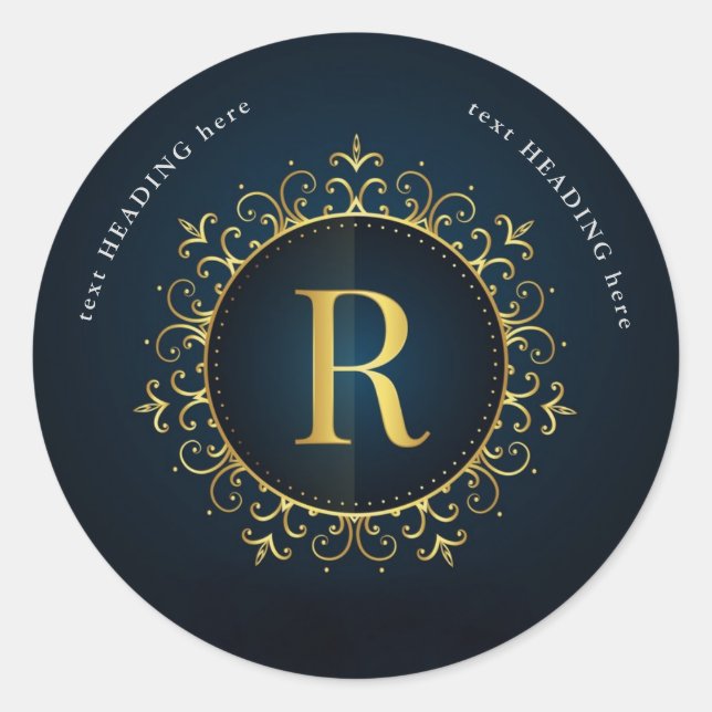 R - Sticker rond Monogramme Lettre (Devant)