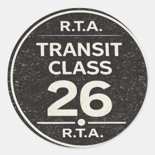 R.T.A. Transit Klasse 26 Infrastruktur-Aufkleber Runder Aufkleber