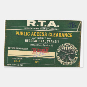 R.T.A. WIEDERAUFLAGE Public Access Clearance Aufkl Rechteckiger Aufkleber