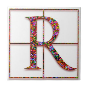 R Trajanus Red Custom Monogram Tile Fliese