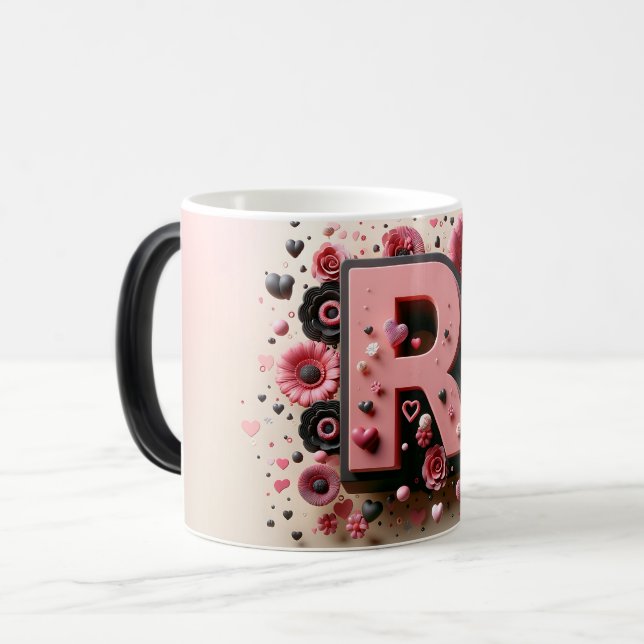R Valentine Alphabet 3d Verwandlungstasse (Vorderseite Links)