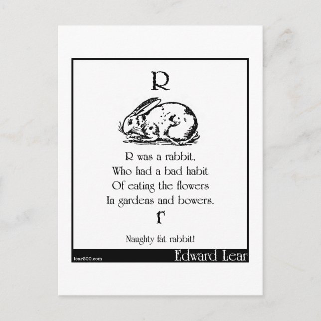 R war ein Kaninchen, Postkarte (Vorderseite)