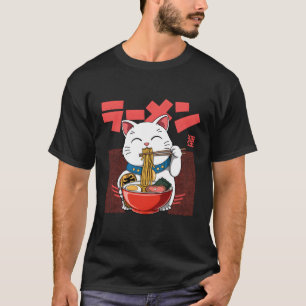 Ra Luck Eki Neko Cat Noodles Kawaii T-Shirt