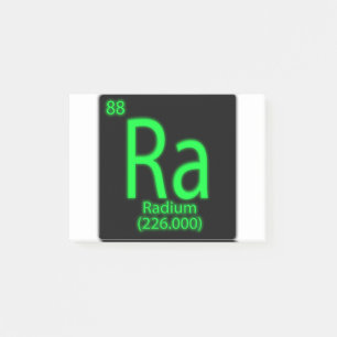 Ra Radium leuchtet im Dunkeln. Radium wird wie Post-it Klebezettel