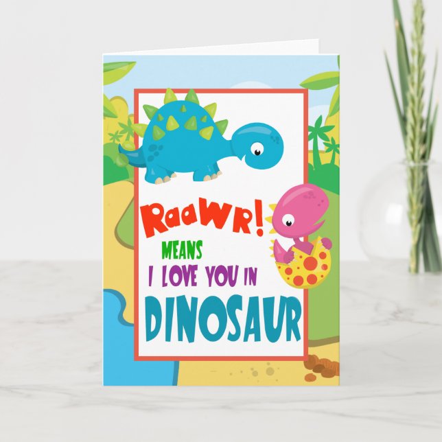 Raawa einige Lieben Sie Dionsaur Valentine Kinder Karte (Vorderseite)