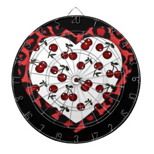 RAB Kirschen Leopardendruck Herz Rockabilly Dartscheibe