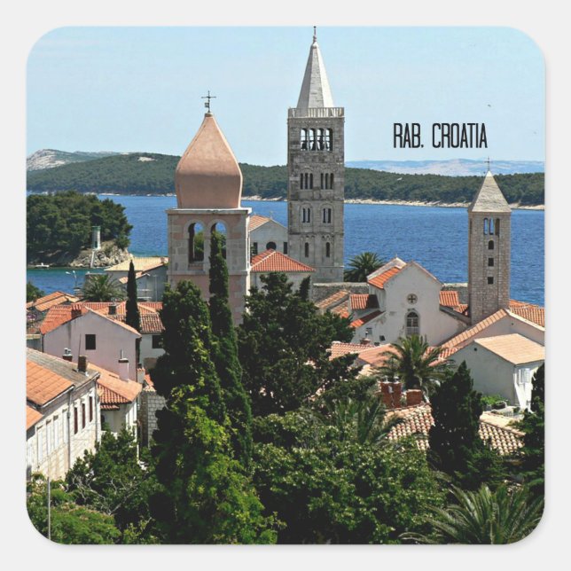 Rab, Landschaftsbild Kroatien Quadratischer Aufkleber (Vorderseite)