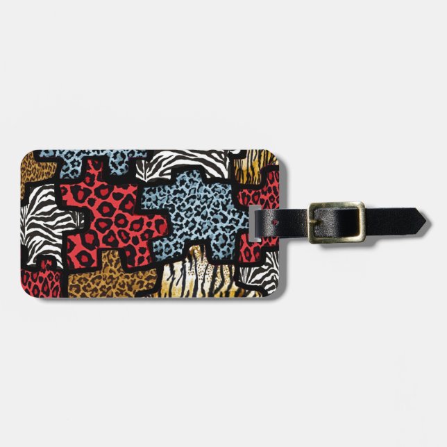 RAB Rockabilly Animal Print Puzzle Gepäckanhänger (Vorderseite horizontal)
