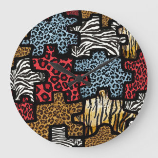 RAB Rockabilly Animal Print Puzzle Große Wanduhr