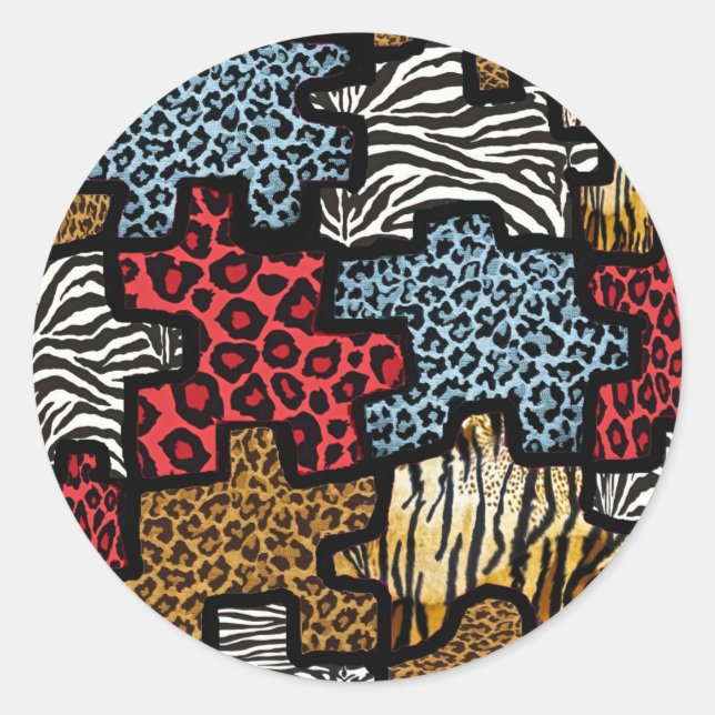 RAB Rockabilly Animal Print Puzzle Runder Aufkleber (Vorderseite)