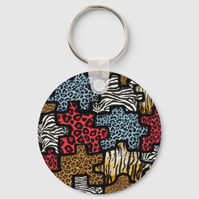RAB Rockabilly Animal Print Puzzle Schlüsselanhänger (Vorderseite)