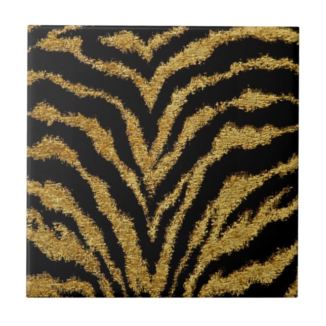 RAB Rockabilly Black Gold Leopard Print Tile Fliese (Vorderseite)