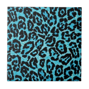 RAB Rockabilly Blue Leopard Print Tile Fliese