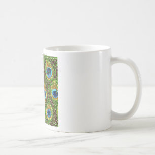 RAB Rockabilly Bunte Pfauenfedern Druck Kaffeetasse