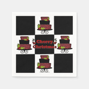 RAB Rockabilly Cherry Christmas Cake Paper Napkin Serviette