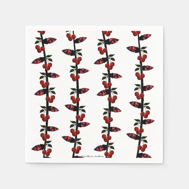RAB Rockabilly Cherry Christmas Lights Napkin Serviette (Vorderseite)