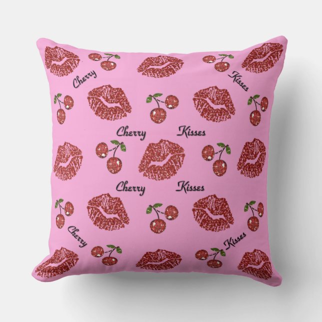 RAB Rockabilly Cherry Kisses auf Pink Kissen (Vorderseite)