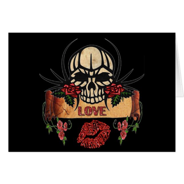 RAB Rockabilly Crâne Roses Love Lipstick (Devant horizontal)