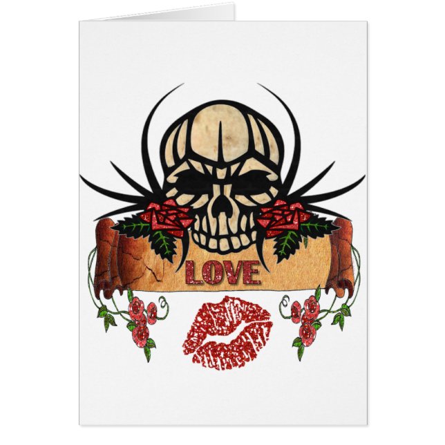 RAB Rockabilly Crâne Roses Love Lipstick (Devant)