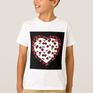 RAB Rockabilly Kirschen Leopardenprint Herz T-Shirt