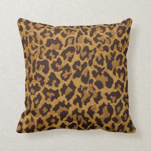 RAB Rockabilly Leopard Print Brown Gold Kissen