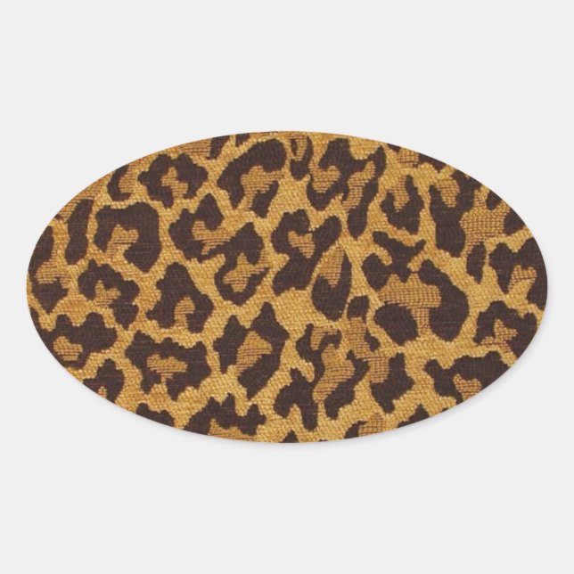 RAB Rockabilly Leopard Print Brown Gold Ovaler Aufkleber (Vorderseite)