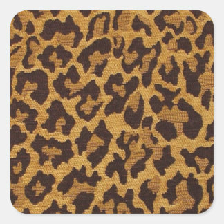 RAB Rockabilly Leopard Print Brown Gold Quadratischer Aufkleber