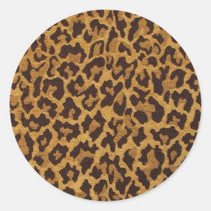 RAB Rockabilly Leopard Print Brown Gold Runder Aufkleber