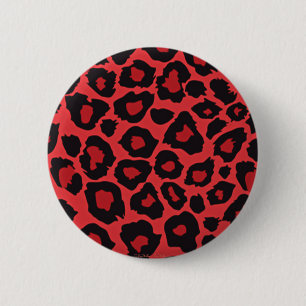 RAB Rockabilly Leopard Print Red Black Button