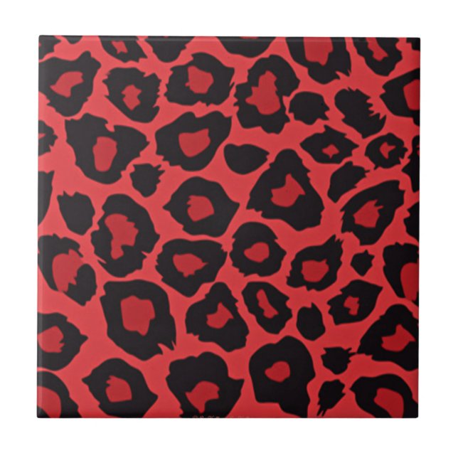 RAB Rockabilly Leopard Print Red Black Fliese (Vorderseite)
