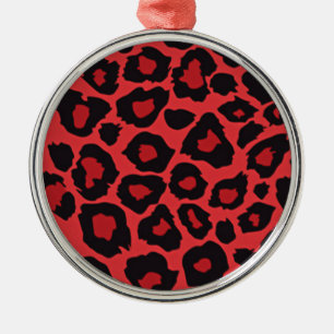 RAB Rockabilly Leopard Print Red Black Silbernes Ornament