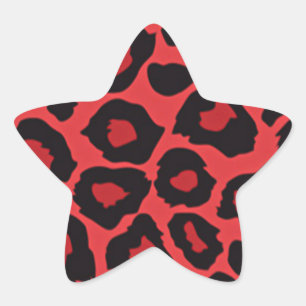RAB Rockabilly Leopard Print Red Black Stern-Aufkleber