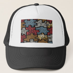 RAB Rockabilly Leopard Zebra Puzzle Druck Geschenk Truckerkappe