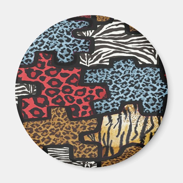 RAB Rockabilly Leopard Zebra Puzzle Druckgeschenke Magnet (Vorne)
