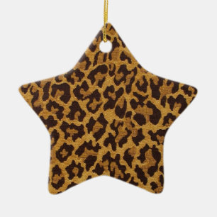 RAB Rockabilly Leopardenprint Braun Gold Keramik Ornament