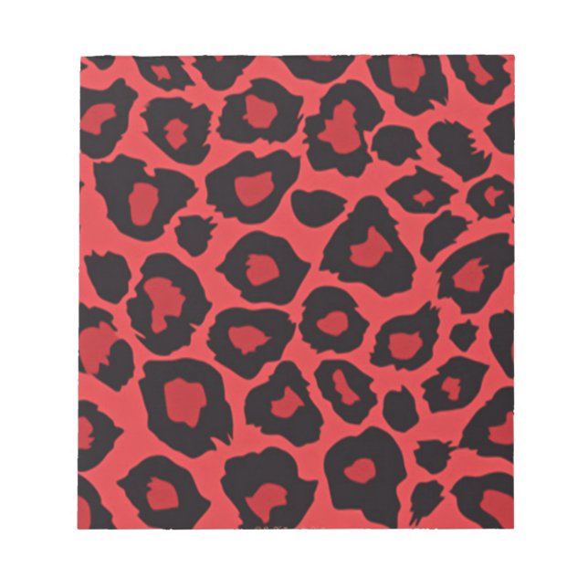 RAB Rockabilly Leopardenprint Rot Schwarz Notizblock (Vorderseite)
