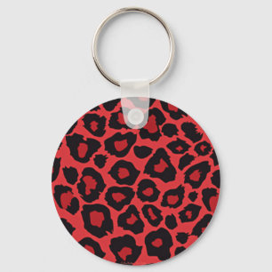 RAB Rockabilly Leopardenprint Rot Schwarz Schlüsselanhänger