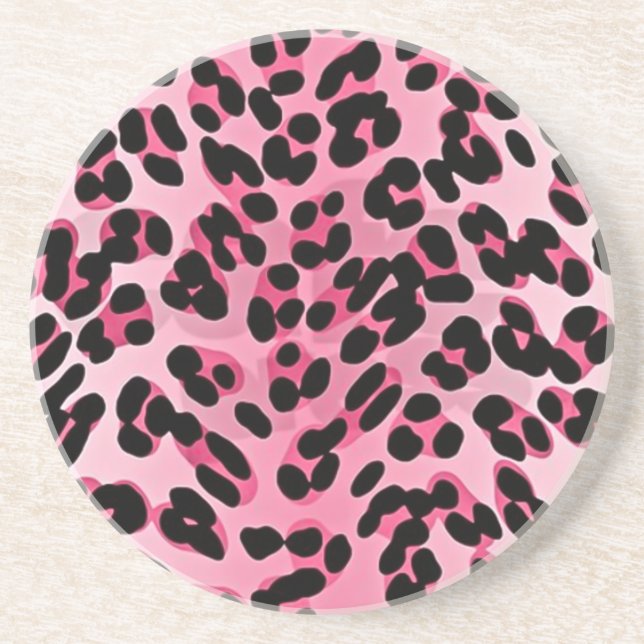 RAB Rockabilly Pink Cheetah Print Getränkeuntersetzer (Vorne)