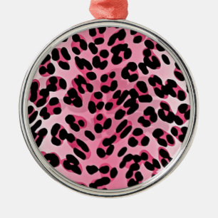 RAB Rockabilly Pink Cheetah Print Silbernes Ornament
