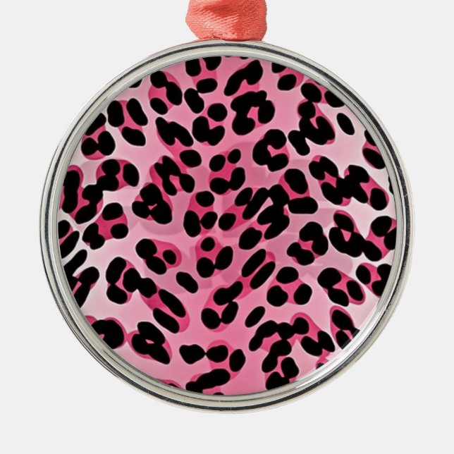 RAB Rockabilly Pink Cheetah Print Silbernes Ornament (Vorne)
