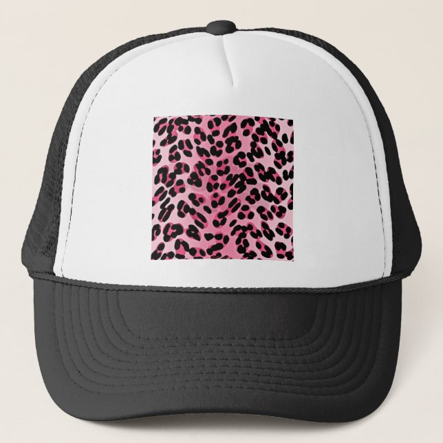 RAB Rockabilly Pink Cheetah Print Truckerkappe (Vorderseite)
