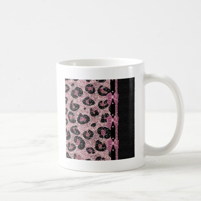 RAB Rockabilly Pink Leopard Print Ribbon Bows Kaffeetasse (Rechts)