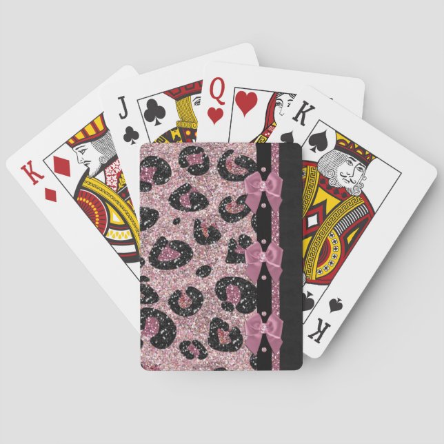 RAB Rockabilly Pink Leopard Print Ribbon Bows Spielkarten (Rückseite)