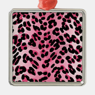 RAB Rockabilly Rosa Gepardtdruck Silbernes Ornament