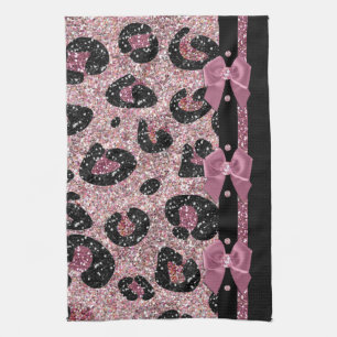 RAB Rockabilly Rosa Leoparden-Druck Band Bogen Han Geschirrtuch