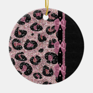 RAB Rockabilly Rosa Leoparden-Druck-Band-Schleifen Keramik Ornament